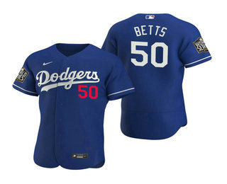 Cheap Men Los Angeles Dodgers 50 Mookie Betts Royal 2020 World Series Authentic Flex Nike Jersey